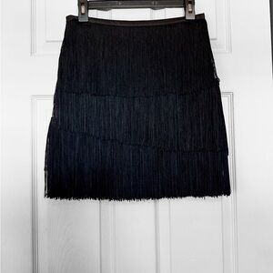 Zara Elegant Black Fringe Mini Skirt